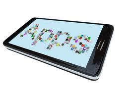 Mobile App Development blog image of a phone with the word image spelling out using app logos