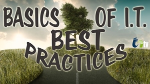 Basic of I.T. Best Practices blog graphic of a fork in the road with a tree in the middle
