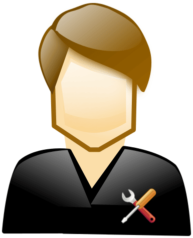 Blog image cartoon man in black shirt with tools in it