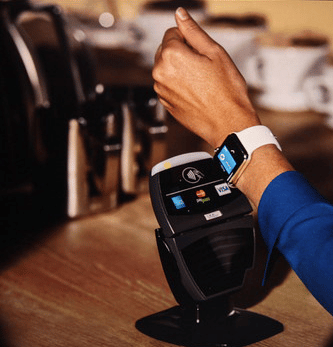 Blog image women using apple watch to pay for morning coffee