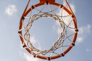 Blog image basketball hoop net and rim with sky background