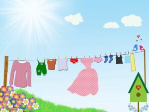 Blog image cartoon clothes dry in the sun on a clothes lines