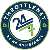 Blog image throttlenet 24/7 assistance logo dark blue circle with lime green outline