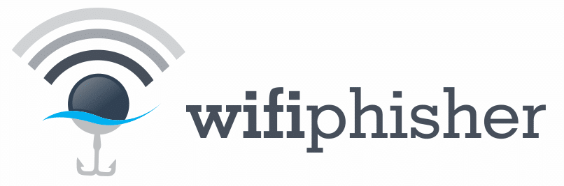 Wifi symbol with an anchor attached with black lettering of wifi phisher