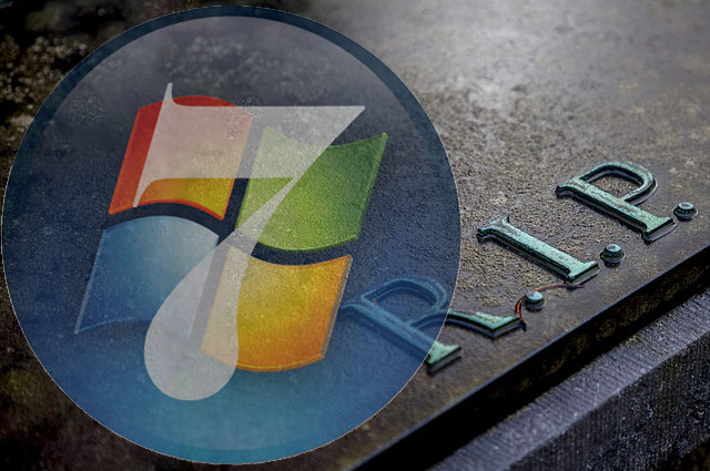 Blog image transparent windows 7 logo over a tombstone