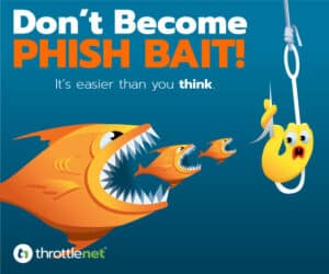 Phishing graphic of fish (phish) eating a worm