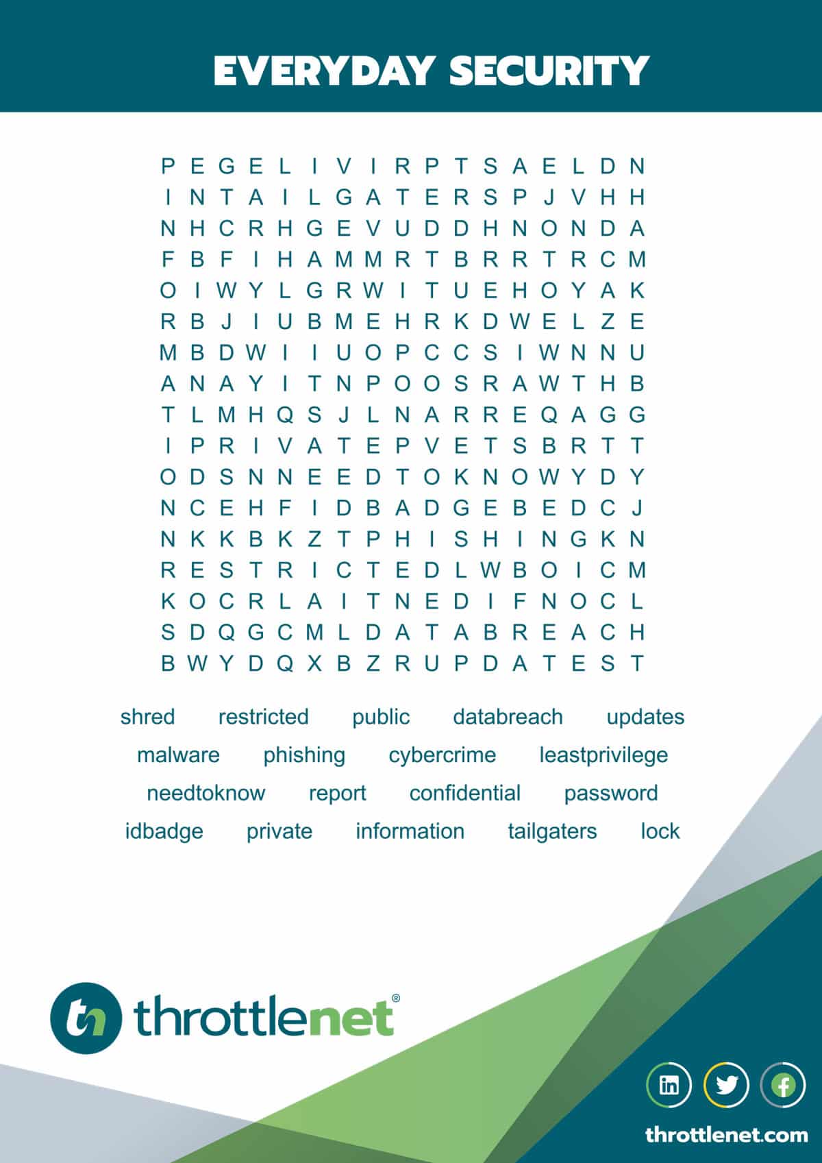 Security word search puzzle
