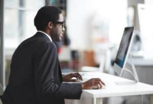 Businessman working on computer